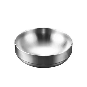 Wholesale High Quality Korean Style Double Walled Metal Soup Bowl Golden Stainless Steel Kitchen Bowl Korean Rice Bowl