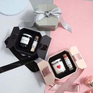 Box Set Jar Candles Luxury Custom Personalized Design Valentine Gift Box Set Glass Jar Soy Wax Scented Candles