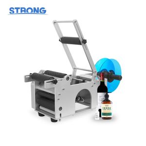 Machine d'étiquetage semi-automatique pour bouteilles rondes, machine électrique de pose d'étiquettes adhésives rondes, étiqueteuse compacte de bureau, petite étiqueteuse - Product Image 1