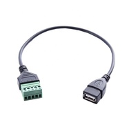 USB 2.0 Stecker-Buchse 5-Pin Terminal Adapter Schwarz Kupfer Lötfreier Schraubstecker Konverter Verlängerungskabel Anschluss Zubehör