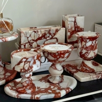Support de bougie en marbre Calacatta rouge SHENGLIN, forme personnalisable, veinage naturel unique, récipient d'aromathérapie pour la décoration intérieure