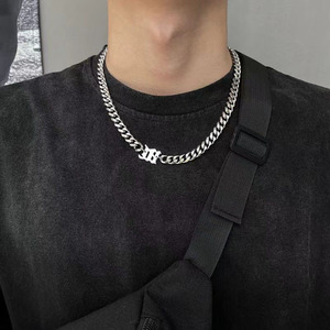 Collier cubain tendance hip-hop européen et américain pour homme Seven Brothers, en acier inoxydable titane, chaîne épaisse pour clavicule, cadeau - Product Image 2