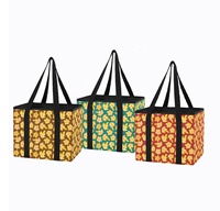 Sacs de courses réutilisables en nylon pliables à deux poignées avec impression personnalisée de fleurs Puakenikeni hawaïennes, panier de rangement pour les courses