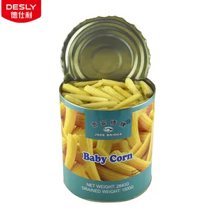 Manufacturer Canned Food Vegetables Bulk Wholesale 2840 g Canned Baby Corn with Factory Price