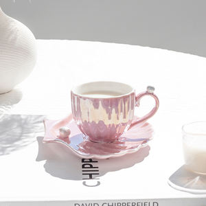 Accesorios de Cocina, Juego de 2 Tazas y Platos de Porcelana para Capuchino, Té Blanco, Café Británico, Latte - Product Image 4