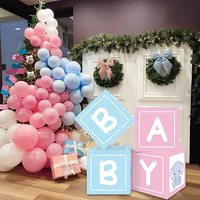 Boîtes de douche de bébé éléphant décorations de fête d'anniversaire boîte de ballon de douche de bébé avec lettres pour les fournitures de fête de révélation de sexe