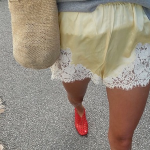 Shorts en satin de soie 2026King Mcgreen <span class=keywords><strong>Star</strong></span> avec dentelle vintage, mini-short micro, taille haute soyeuse, style Coquette, bas de pyjama lounge - Product Image 4