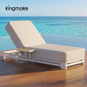 Silla de Piscina Reclinable con Mesa Lateral, <span class=keywords><strong>Tumbona</strong></span> de <span class=keywords><strong>Aluminio</strong></span> con Cojín Grueso, Directo de Fábrica - Product Image 1