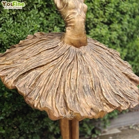YOUFINE Décoration Extérieure Élégante Danseuse Ballerine Statue de Danseuse en Bronze Laiton Taille Réelle Sculpture