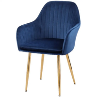 Vente en gros de chaises modernes de salon colorées en rose, pieds en métal doré, chaises souples, chaises de salle à manger en velours avec accoudoirs