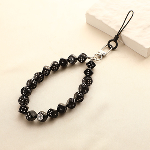 Wholesale Acrylic Phone Wrist Strap Dice Beaded Phone Charm Chain Wristlet Cellphone Lanyard Chain Keychain
