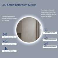 Miroir de salle de bain intelligent à LED avec capteur anti-buée, variateur d'intensité, 3 températures de couleur, haut-parleur Bluetooth, pour salon, appartement, villa