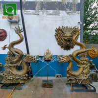 Grande Statue décorative extérieure en fibre de verre de Style chinois, Statue de Dragon d'eau pulvérisée, Statue de fontaine d'animal en résine