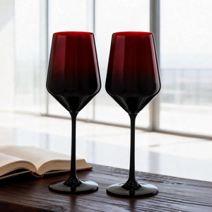 <span class=keywords><strong>Verre</strong></span> à vin rouge en <span class=keywords><strong>cristal</strong></span> soufflé à la main, dégradé noir et rouge, vente en gros d'usine SAMYO, pour mariages et fêtes - Product Image 1