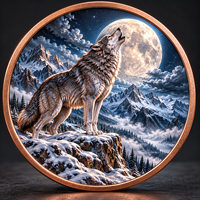 Pièce de monnaie en cuivre pur 999 de 1 oz, motif loup artisanal, style antique, objet de collection sur le thème de la faune, souvenir commémoratif, cadeau