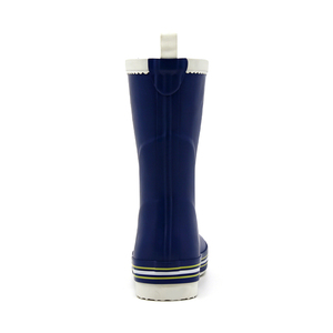 Bottes <span class=keywords><strong>de</strong></span> <span class=keywords><strong>pluie</strong></span> en caoutchouc mi-mollet pour femmes, toutes saisons, <span class=keywords><strong>bleu</strong></span> <span class=keywords><strong>marine</strong></span> uni, avec bord festonné ondulé, vente en gros - Product Image 5