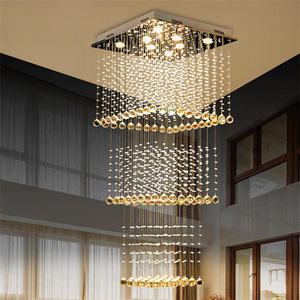 Escalera loft apartamento colgante cristal largo colgante luz Villa Retest edificio sala de estar candelabro grande - Product Image 4