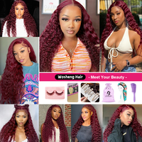 Extensions de cheveux humains de qualité 12A, couleur naturelle, cheveux vierges brésiliens, tissage lisse, extensions de cheveux bordeaux, 100g