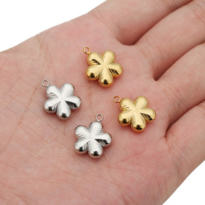 Stainless Steel Flower Pendant <b>Charm</b> Gold <b>Silver</b> Plated For DIY Jewelry Necklace <b>Bracelet</b> Accessories Spring 2025 New Style - Product Image 4