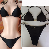 2026 Dames Luxe Zwemkleding Set Aangepaste Logo Sexy 3-delige Fitness Micro Mini Bikini Effen Fruit Badpak 3 Stuks Set