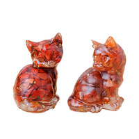 Décoration de bureau et de maison en résine époxy avec copeaux de pierre naturelle et cristal, motif chaton mignon, vente en gros, fabriqué en Chine