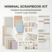Kit de scrapbooking personnalisé avec couverture en lin minimaliste, papeterie, ensemble cadeau, ruban washi, autocollants, papier pour agenda, journalisation DIY