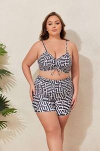 Tankinis 3 pièces sur mesure, sexy, grande taille, maillots <span class=keywords><strong>de</strong></span> <span class=keywords><strong>bain</strong></span> pour femmes, taille haute, ensemble <span class=keywords><strong>de</strong></span> bikini, service OEM, vente en gros, vêtements <span class=keywords><strong>de</strong></span> plage - Product Image 6