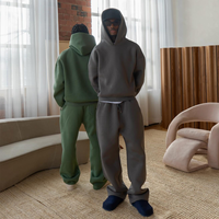 Ensembles de jogging OEM personnalisés 2 pièces, sweats à capuche et pantalons de survêtement vierges 400 GSM, coupe ample et oversize pour hommes
