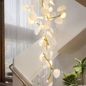 Lotus Feuille Art Fleur <span class=keywords><strong>Suspension</strong></span> Lustre Personnalisé Verre Hôtel Villa Escalier <span class=keywords><strong>Suspension</strong></span> Lampe De Luxe Pays Style Lustres - Product Image 3