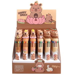 Cartoon Creative Cute Capybara Zehn farbiger Push-Kugelschreiber für Studenten Praktischer hochwertiger mehrfarbiger All-in-One-Konto-Stift - Product Image 1
