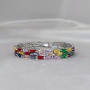JML Luxury 14K placcato oro bracciale a catena per le donne arcobaleno Cubic Zirconia cristallo con ottone <span class=keywords><strong>Monica</strong></span> alla moda - Product Image 5