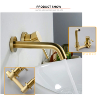 Mitigeur mural pour lavabo de salle de bain en laiton à levier unique, couleur personnalisée, finition or brossé, encastré dans le mur