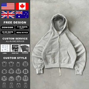 OEM Manufacturer Summer Oversized Zip Hoodies <b>Men</b> Streetwear Custom Fleece Baggy Regular Sleeve <b>Pullover</b> Hoodie Embroidered 100% - Product Image 2