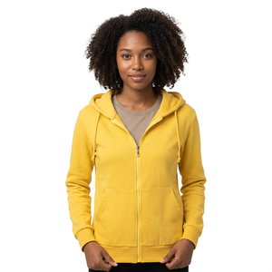 <b>Women's</b> <b>Hoodies</b> Sweatshirts <b>White</b> Long Sleeve Low MOQ Cotton Fleece Breathable Zipper Casual Solid Knitted <b>Hoodies</b> for <b>Woman</b> - Product Image 1