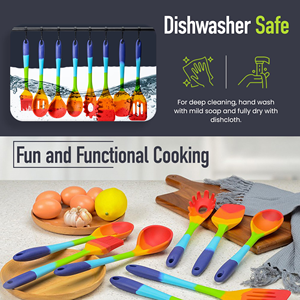 Ustensiles de cuisine résistants à la chaleur, cuillère en silicone arc-en-ciel, spatule, louche, ensemble d'ustensiles de cuisine pour la cuisine - Product Image 5
