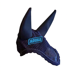 Handmade Crochet Solid Color Horse Ear <b>Bonnet</b> with Elastic Chin Strap Custom Colors and Logo Matching Ears Protection Equestrian - Product Image 1