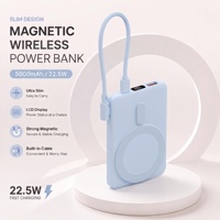 Batterie externe magnétique sans fil mini 5000 mAh en gros, charge rapide Type C, chargeur de secours de voyage, logo personnalisé, usine OEM ODM