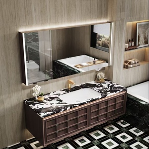 Mueble de Baño BALOM de Diseño Nuevo en Madera de Nogal, MDF, Contrachapado y Melamina, Mueble Modular con Espejo Inteligente, Tamaño Personalizado, OEM - Product Image 1