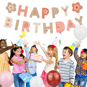 Guirlande de fête d'<span class=keywords><strong>anniversaire</strong></span> sur le thème des dessins animés avec des motifs de véhicules de construction, de dinosaures et de camions de pompiers, bannière en papier avec drapeaux à tirer - Product Image 2