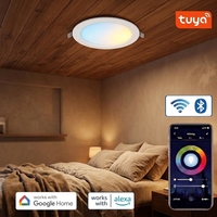 Plafonnier LED encastré intelligent 8 pouces CW 1800LM Tuya Wifi pour Alexa Google, contrôle par application, intensité variable, pour la maison