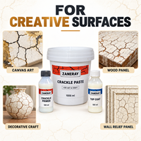 Kit d'effet craquelé en 3 étapes ZANERAY avec pâte d'apprêt et couche de finition pour toiles, bois, décorations murales et projets DIY