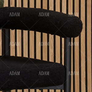 Silla de comedor francesa de terciopelo de tela de alta calidad con respaldo curvo, silla de comedor con patas de Metal, silla de salón de restaurante moderna - Product Image 3