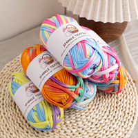 Benang Rajut Tebal Multi-Warna Space Dyed, Benang Elastis untuk Kaos, Benang Rajut Tangan 100% Poliester