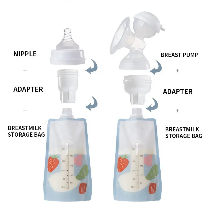 Pre-Sterilized Breast Milk Storage Bag Pouch With Temperature Sensation Adapter For Pump Breast Milk Storage Bag Bpa Free