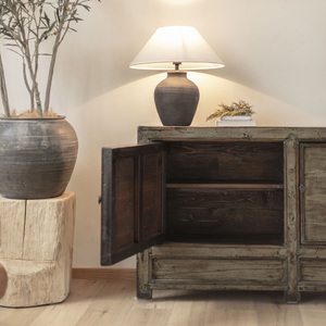 עתיק יווני המבטא את ארון אחסון ארון עץ מלא לסלון אוכל מסורתי ריהוט לבית מלון - Product Image 3