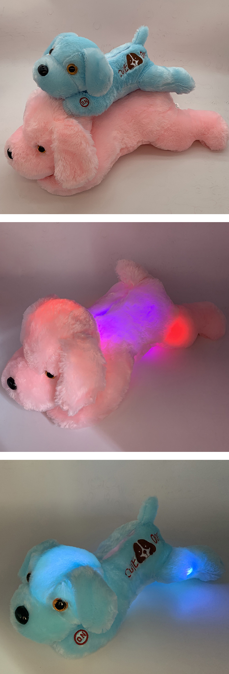 50cm colorful glowing dogs luminous stuffed animal plush baby soft toys led light up dog plush for kids toys