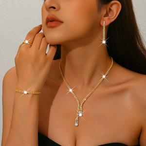 Ensemble de bijoux de luxe en zircon et strass pour femme, collier et boucles d'oreilles, accessoires de mariée pour mariage, fête et anniversaire - Product Image 2