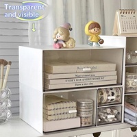 Boîte de rangement de bureau en plastique PET, anti-poussière, à tiroirs, empilable, organiseur de fichiers de bureau, support pour étudiants, style japonais, adapté aux animaux domestiques