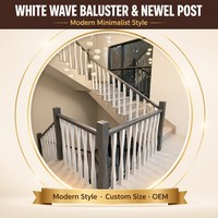 Balustre Ondulé Blanc et Poteau de Balustrade Gris pour Rampe d'Escalier Moderne, Taille Personnalisée, OEM
