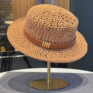 <span class=keywords><strong>Chapeau</strong></span> Fedora Décontracté pour <span class=keywords><strong>Homme</strong></span>, Style Jazz, en Paille Tressée Personnalisée, à Calotte Plate, Protection Solaire, Style Rétro Français, pour Plage et Bord de Mer, Idéal Été - Product Image 3